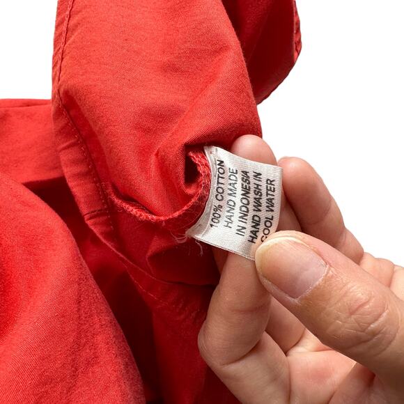 MLM the LABEL Womens XS Red Cotton Short Tulip Sleeve Off Shoulder Pleated Top - Picture 7 of 8